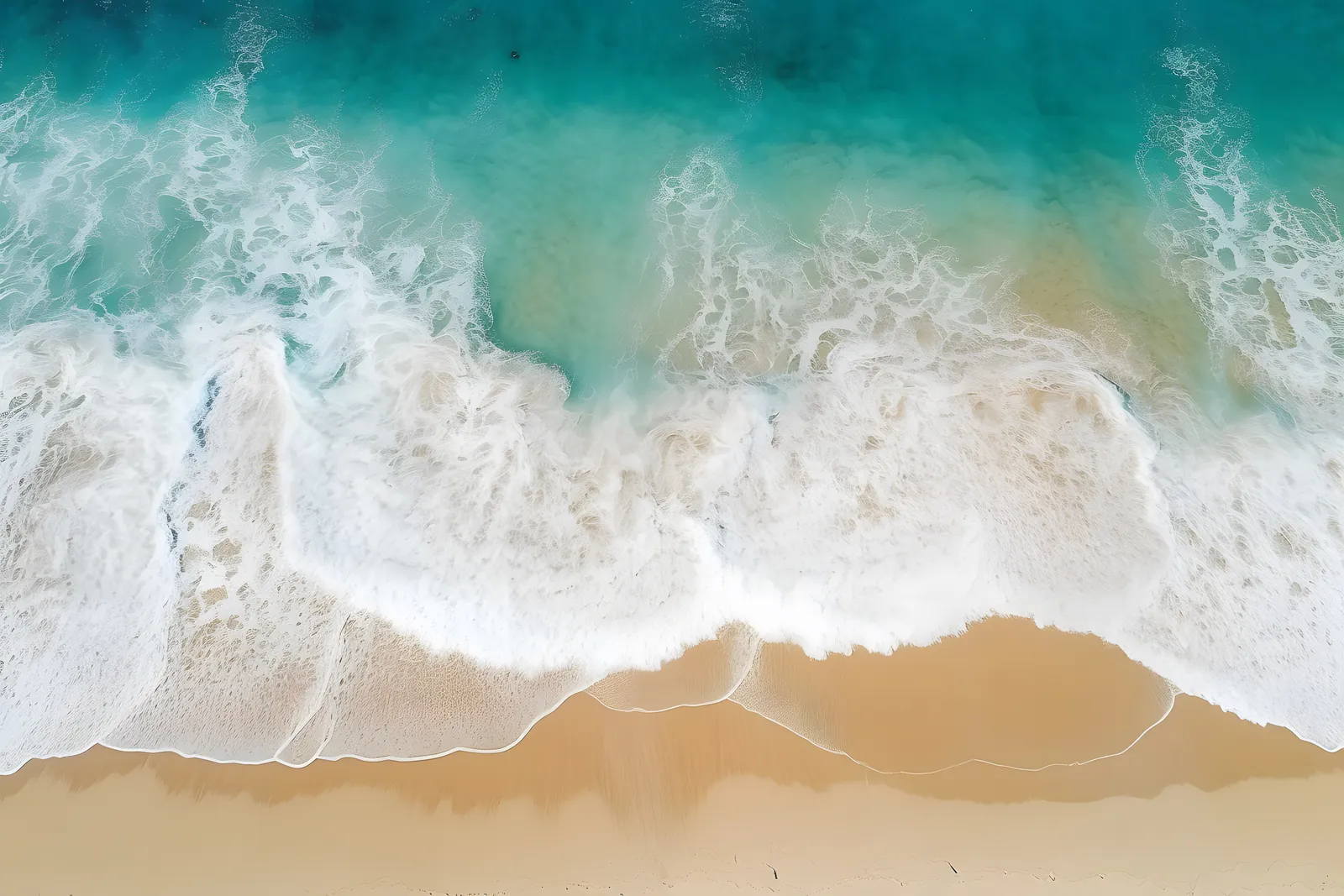 Overhead of waves lapping on a beach